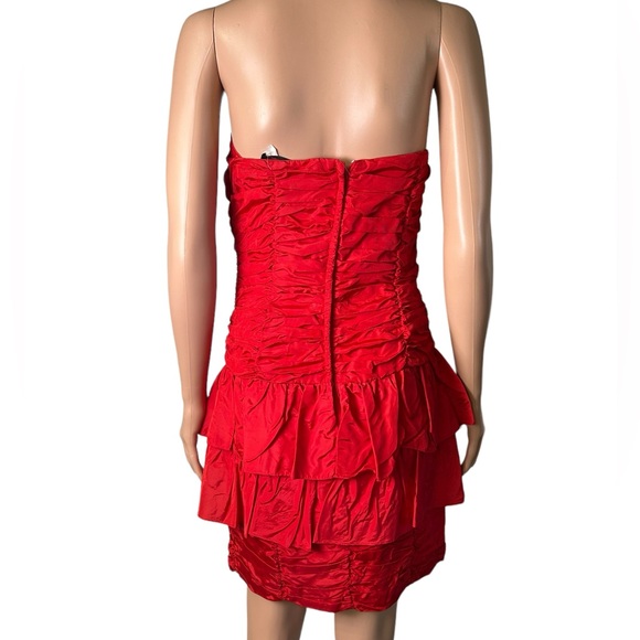 JOLIE MADAME rare vintage strapless red prom cocktail dress front bow size 9/10 - Picture 5 of 8